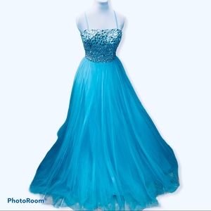 Sherri Hill exclusives turquoise pageant dress